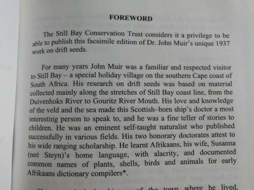 THE SEED-DRIFT OF SOUTH AFRICA JOHN MUIR  facsimilie edition 2003 ( SEED DRIFT  )
