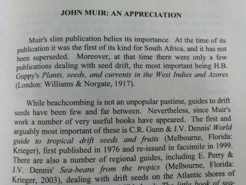 THE SEED-DRIFT OF SOUTH AFRICA JOHN MUIR  facsimilie edition 2003 ( SEED DRIFT  )