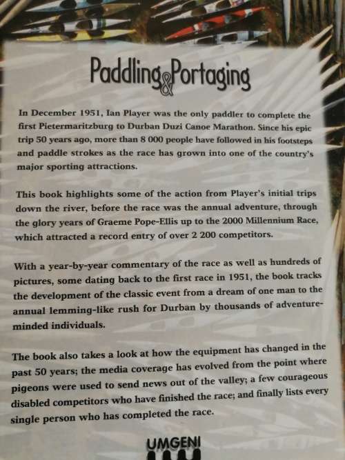 PADDLING & PORTAGING 50 YEARS OF DUZI CANOE MARATHON SIGNED TIM WHITFIELD & S CAMP Canoeing