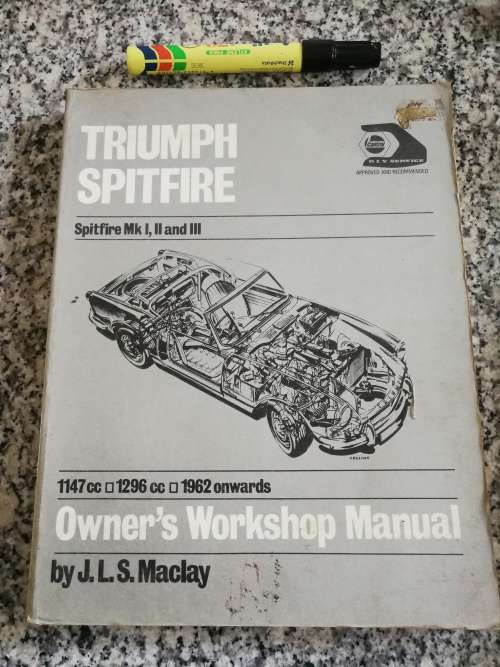 TRIUMPH SPITFIRE Mk 1 2 & 3  (  I II III ) OWNERS WORKSHOP MANUAL  J L S MACLAY