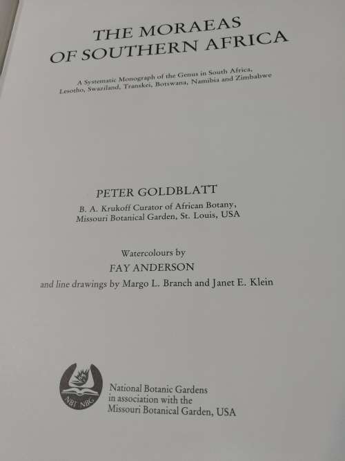 THE MORAEAS PETER GOLDBLATT with watercolours by FAY ANDERSON Plants  Flowers