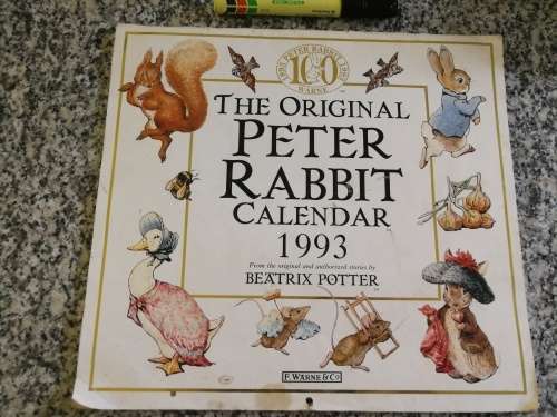 THE ORIGINAL PETER RABIT CALENDER 1993 BEATRIX POTTER