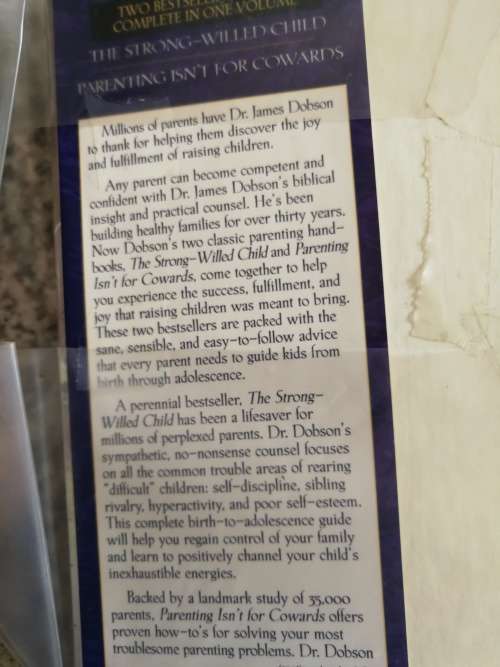 Dr JAMES DOBSON ON PARENTING Strong Willed Child & Parenting isn`t For Cowards 2 BOOKS in 1 Volume