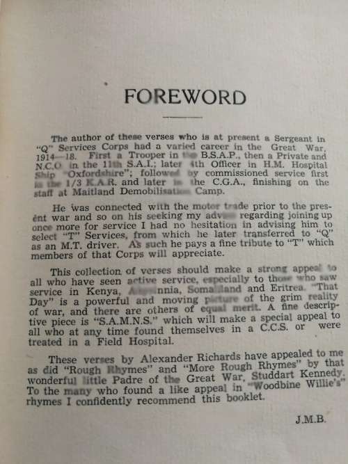 CONVOY by ALEX O. S. RICHARDS A Collection of Verses dedicated to the 5th South African Brigade 1943