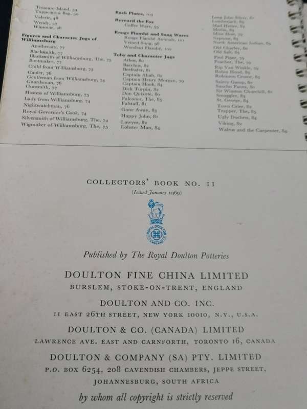 ROYAL DOULTON COLLECTORS BOOK 11 Issued January 1969   ( Pottery  )