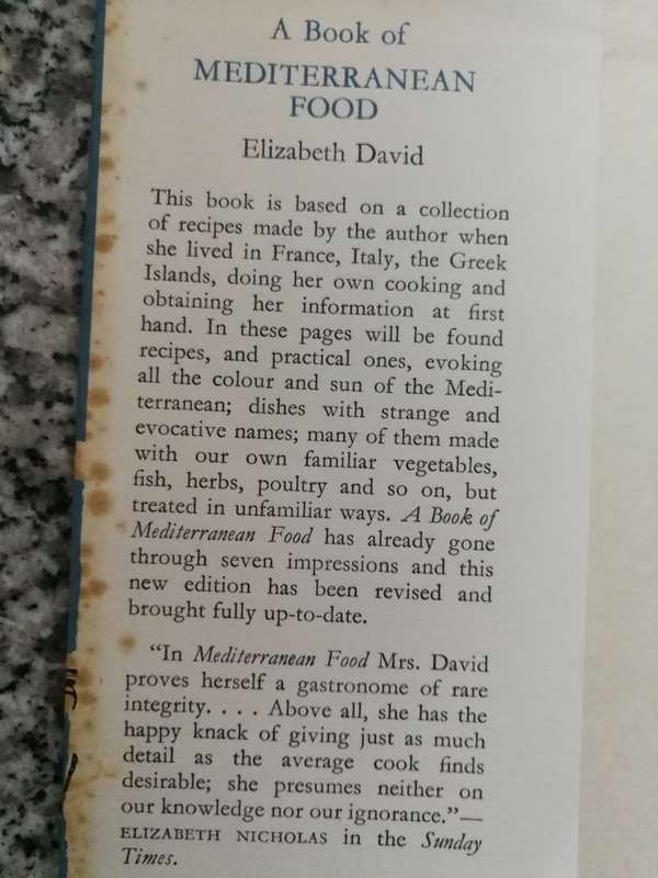 MEDITERRANEAN and FRENCH COUNTRY FOOD  by ELIZABETH DAVID 1968