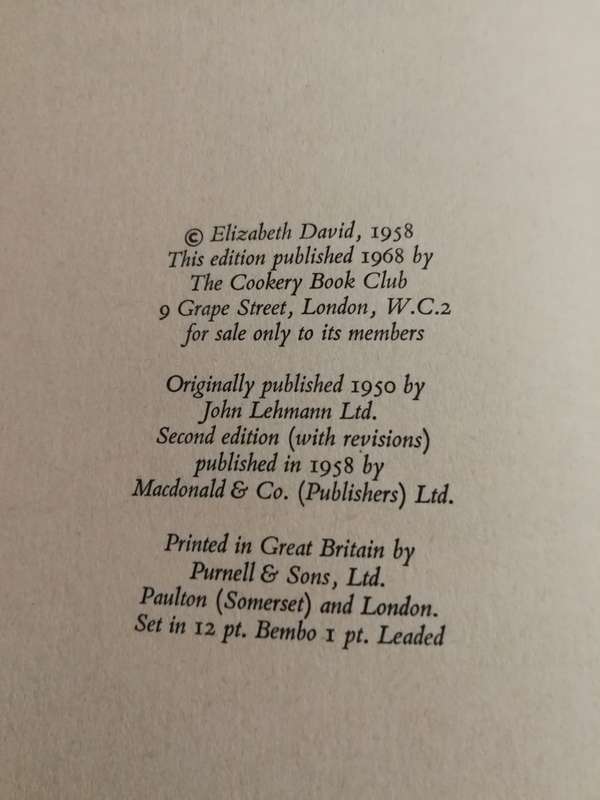 MEDITERRANEAN and FRENCH COUNTRY FOOD  by ELIZABETH DAVID 1968