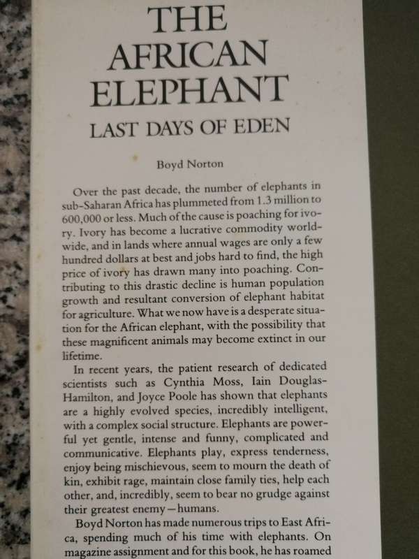 THE AFRICAN ELEPHANT LAST DAYS OF EDEN BOYD NORTON Intro African Wildlife Assoc ( wildlife elephants