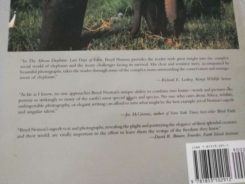 THE AFRICAN ELEPHANT LAST DAYS OF EDEN BOYD NORTON Intro African Wildlife Assoc ( wildlife elephants