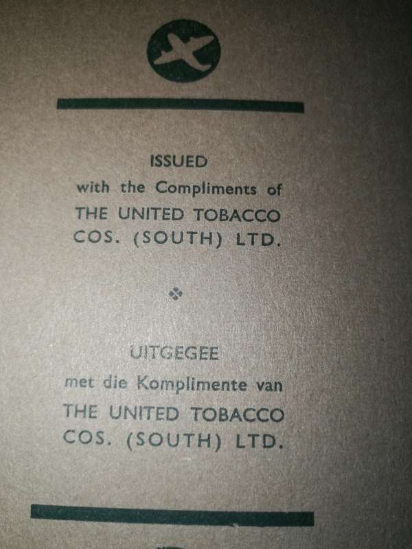 AEROPLANES OF TO-DAY AN ALBUM TO CONTAIN A SERIES OF FIFTY STIFFENERS United Tobacco cards