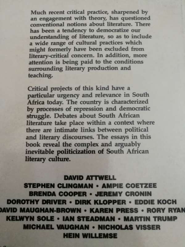 RENDERING THINGS VISIBLE Essays on South African Culture Editor MARTIN TRUMP ( Literary  literature