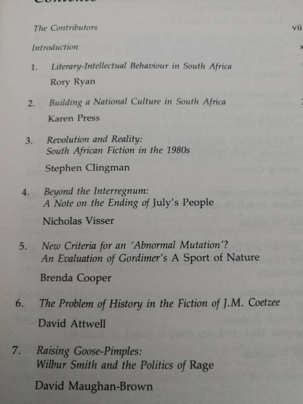 RENDERING THINGS VISIBLE Essays on South African Culture Editor MARTIN TRUMP ( Literary  literature