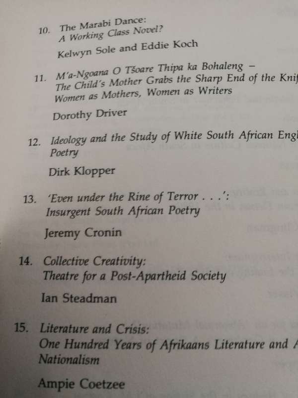 RENDERING THINGS VISIBLE Essays on South African Culture Editor MARTIN TRUMP ( Literary  literature