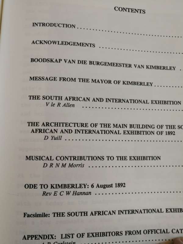 THE 1892 SOUTH AFRICAN & INTERNATIONAL EXHIBITION KIMBERLEY 1992