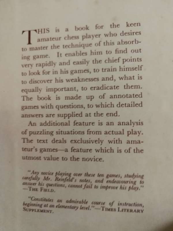 CHESS FOR AMATEURS How to Improve Your Game FRED REINFELD 1961
