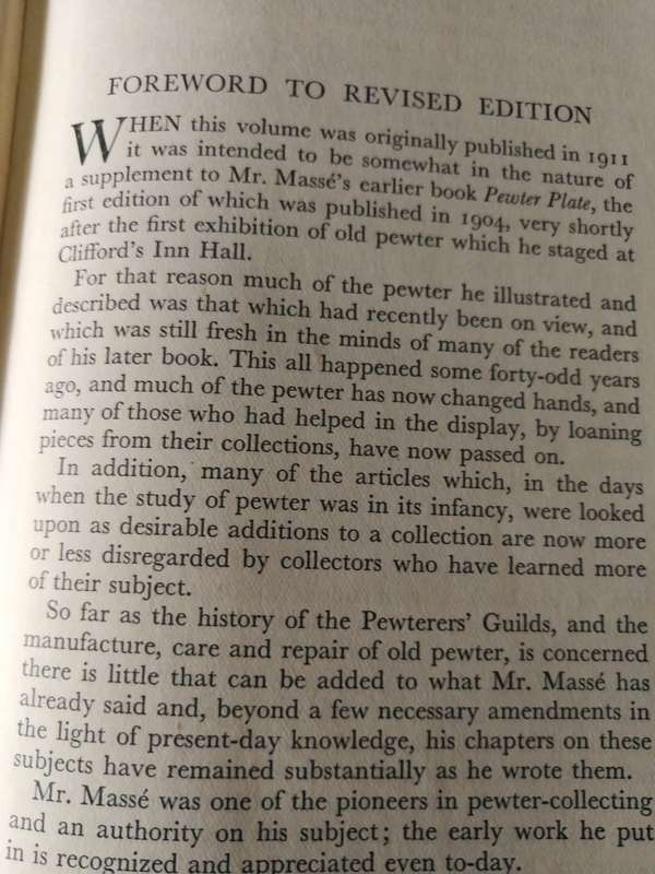 CHATS ON PEWTER H J L J MASSE Edited and Revised by Ronald F MICHAELIS Revised Ed. 1949