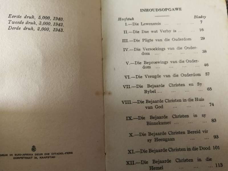 DIE LAASTE SKOF Deur `n MEDEREISIGER  `n Boekie vir Ouers van Dae Derde Druk 1943