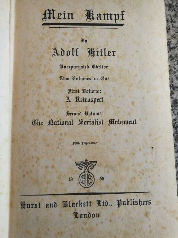 MEIN KAMPF by ADOLF HITLER Unexpurgated Edition Two Volumes in one Book  1939