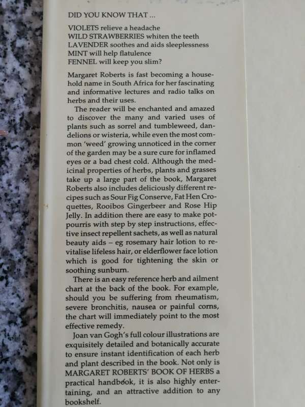MARGARET ROBERTS BOOK OF HERBS THE MEDICINAL and CULINARY USES OF HERBS in SOUTH AFRICA
