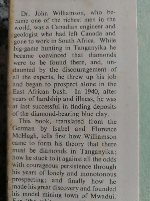 THE DIAMOND SEEKER The Story of John Williamson HEINZ HEIDGEN 1959