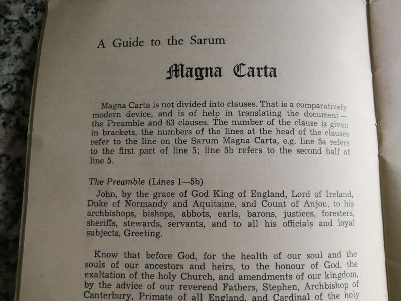 THE SARUM MAGNA CARTA  1215 A History of the Document and a Guide to its translation ELSIE SMITH