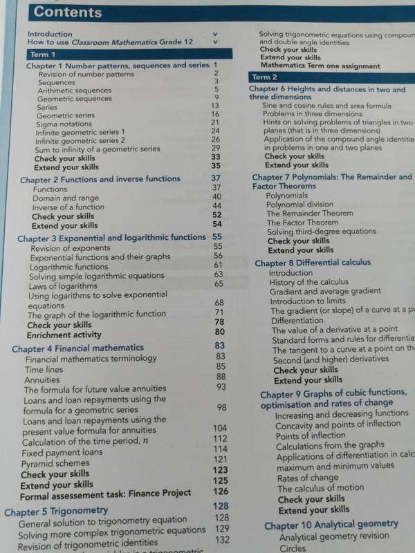 CLASSROOM MATHEMATICS GRADE 12 LEARNER`S BOOK CAPS  ( Maths )