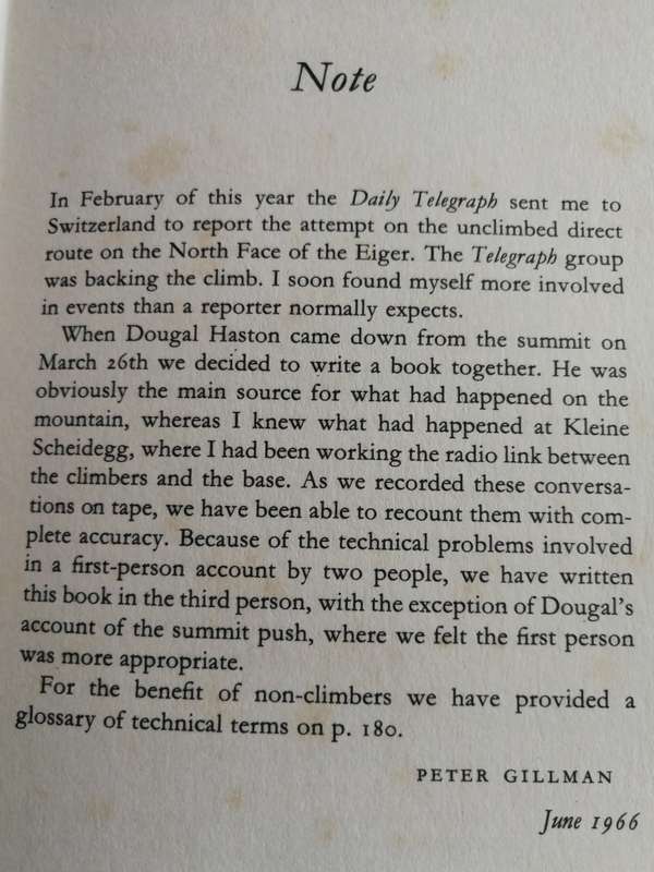 EIGER DIRECT PETER GILLMAN and DOUGAL HESTON 1966 (  Mountaineering mountain climbing