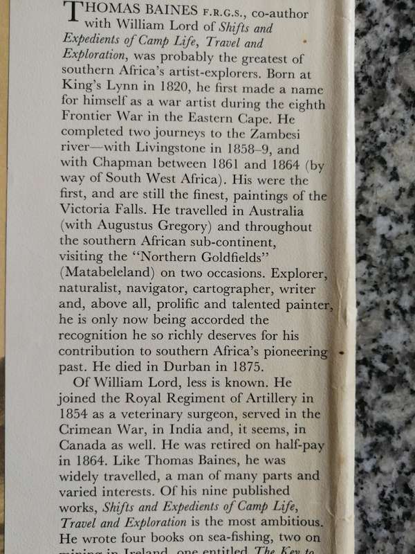 SHIFTS AND EXPEDIENTS of Camp Life Travel & Exploration W B LORD & THOMAS BAINES Africana Reprint