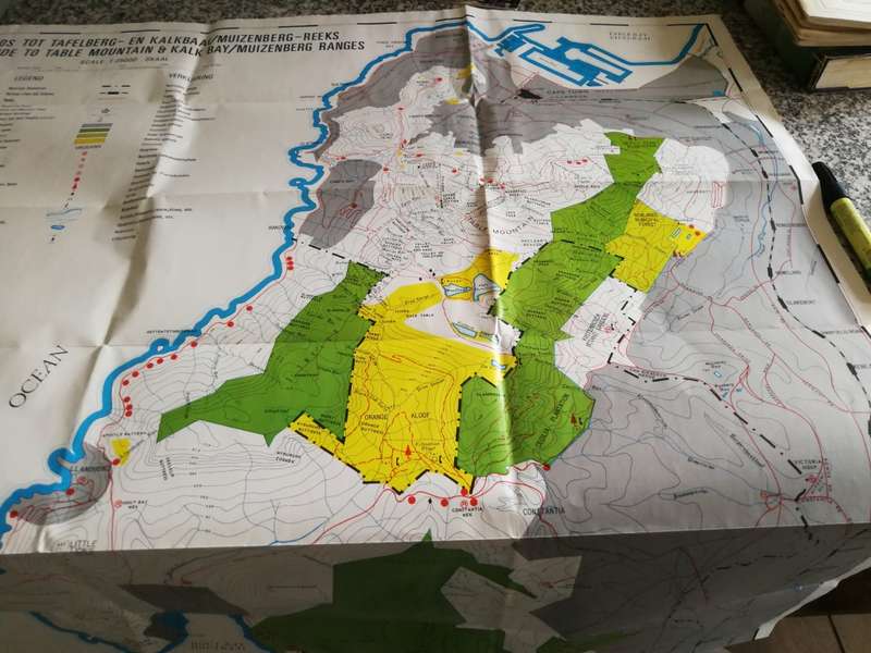 Map GUIDE TABLE MOUNTAIN & MUIZENBERG KALK BAY Range Map Cape Peninsula Fire Protection 1974 Eng Afr