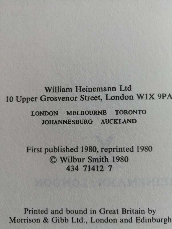 WILBUR SMITH A FALCON FLIES HEINEMAN 1980 Reprint  Edition