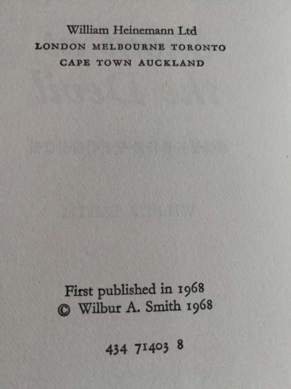 WILBUR SMITH SHOUT AT THE DEVIL  HEINEMAN 1978 First Edition 1968