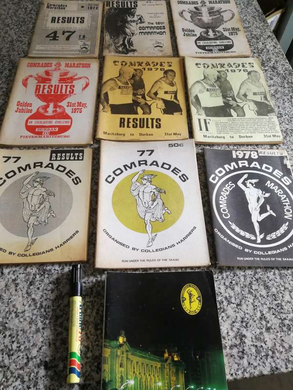 COMRADES MARATHON  10 X Results and other Information and Results Booklets 1972 to 1978