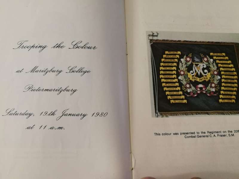 PRO PATRIA NATAL CARBINEER TROOPING THE COLOUR  at MARITZBURG COLLEGE 19 JANUARY 1980 Booklet