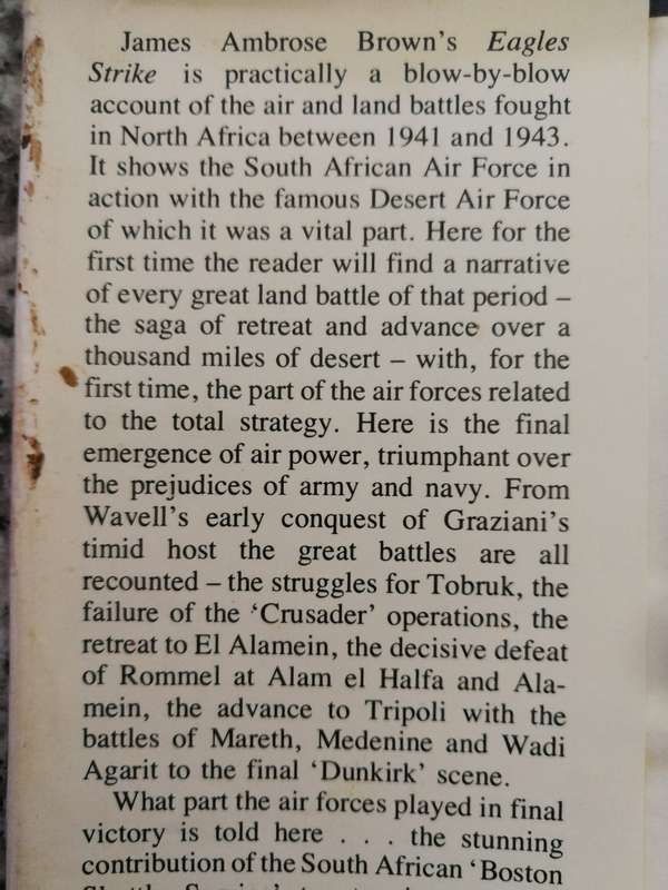 EAGLE STRIKE JAMES AMBROSE BROWN The Campaigns of S A AIR FORCE  in Egypt Cyrenaica Libya 1941 - 43