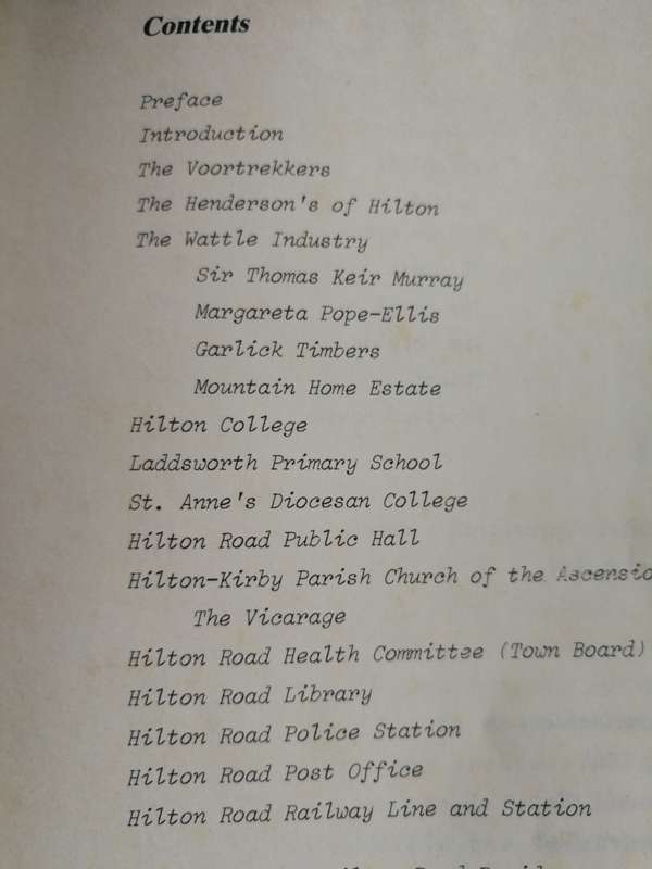 THE STORY OF HILTON ROAD VILLAGE J HOEPFI C LAKE M LAKE near Pietermaritzburg KZN Midlands history )