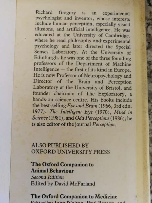 THE OXFORD COMPANION TO THE MIND Edited by RICHARD L GREGORY ( including philosophy psychiatry )