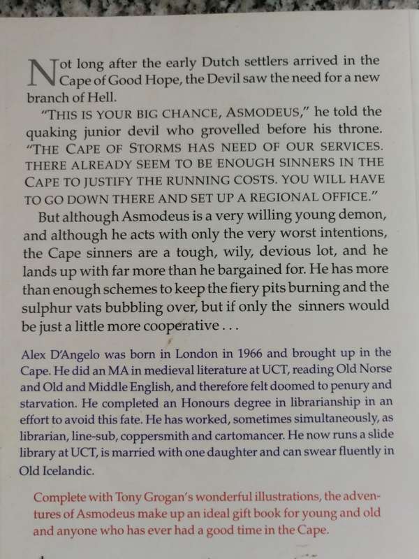 ASMODEUS A FORKFUL OF TALES FROM DEVILS PEAK  STORIES FROM CAPE TOWN ALEX D`ANGELO