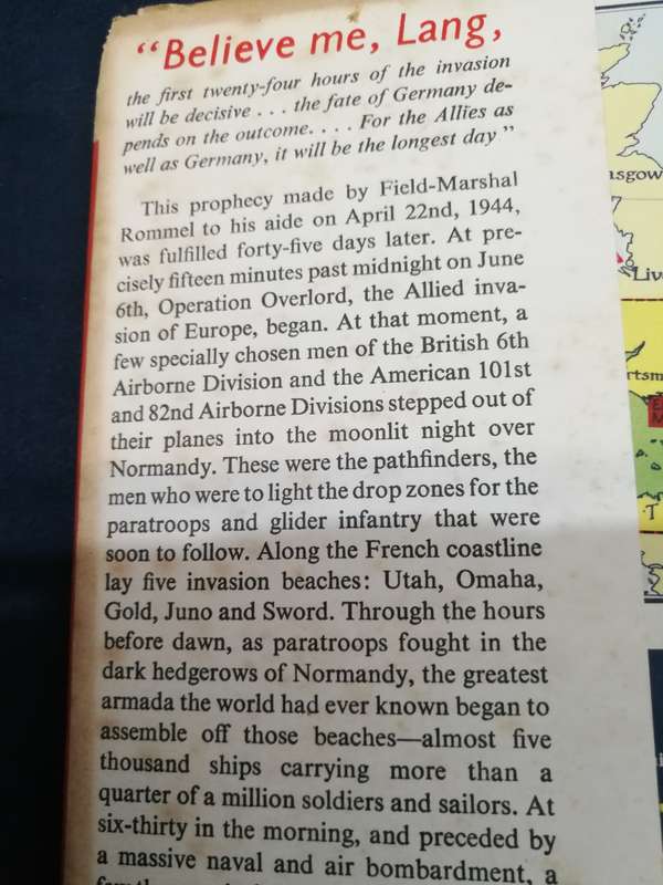 THE LONGEST DAY The D-Day Story June 6  1944 by CORNELIUS RYAN  ( D Day ) Hardcover World War 2