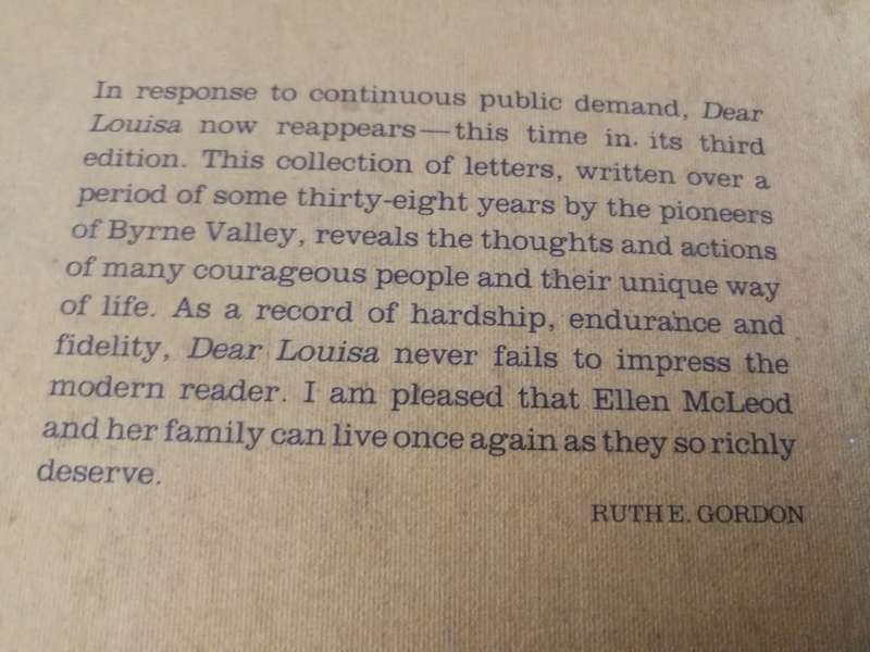 DEAR LOUISA History of a Pioneer Family in Byne Valley NATAL 1850 -1888 Dr RUTH E GORDON