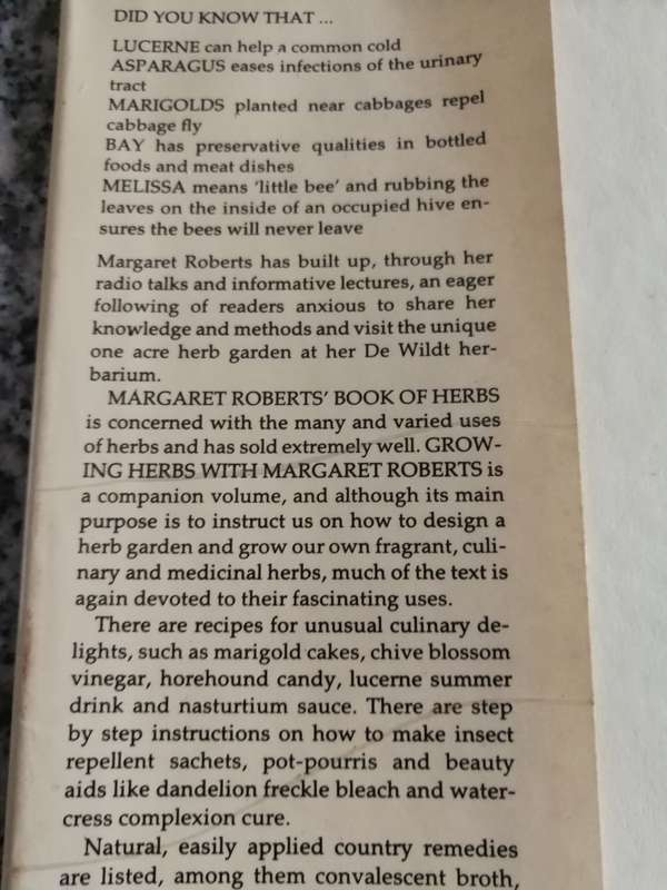 GROWING HERBS WITH MARGARET ROBERTS Guide to Growing Herbs in S AFRICA including  many & varied uses