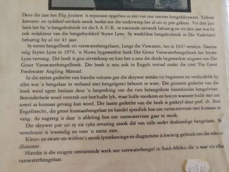 DIE GROOT VARSWATER HENGELBOEK FLIP JOUBERT ( Afrikaans  ) fresh water fishing