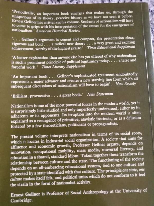 NATIONS AND NATIONALISM ERNEST GELLNER ( social anthropology  culture polotics )