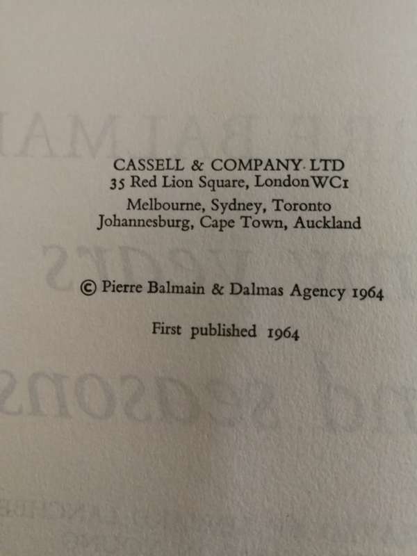 PIERRE BALMAN My Years and Seasons Translated by Edward Lanchbery with GORDON YOUNG First Pub. 1964