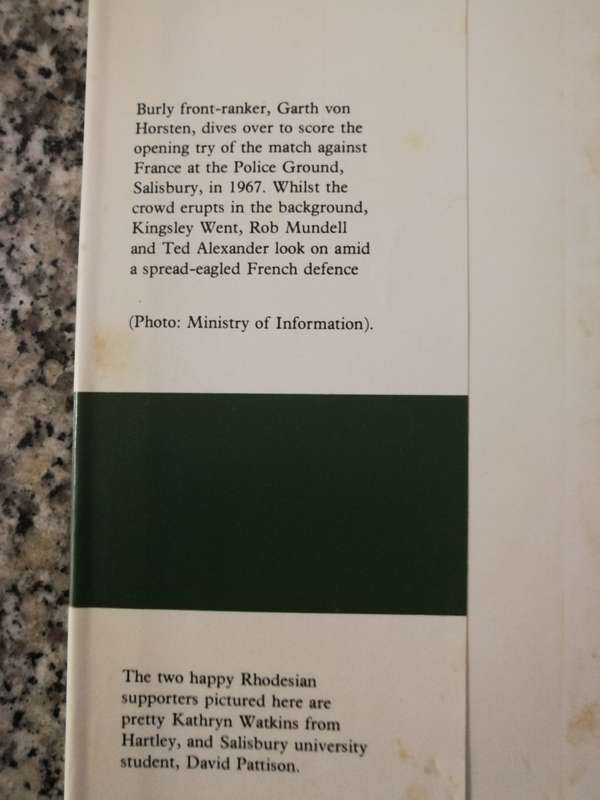 RHODESIA RUGBY A HISTORY OF THE NATIONAL SIDE 1898 - 1979 JONTY WINCH 1979 Rhodesian