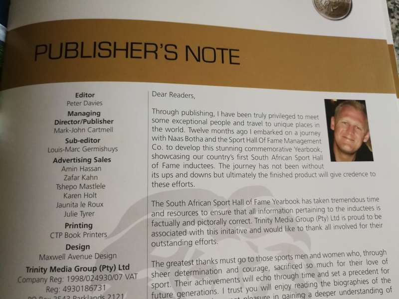 SOUTH AFRICAN SPORT HALL OF FAME YEARBOOK 2006 SASHOF