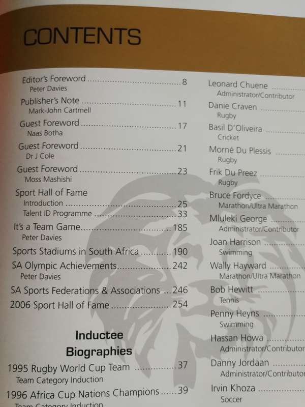 SOUTH AFRICAN SPORT HALL OF FAME YEARBOOK 2006 SASHOF