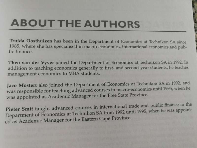 MACRO ECONOMICS A SOUTHERN AFRICA PERSPECTIVE J W MOSTERT A G OOSTHUIZEN P C SMIT  et al