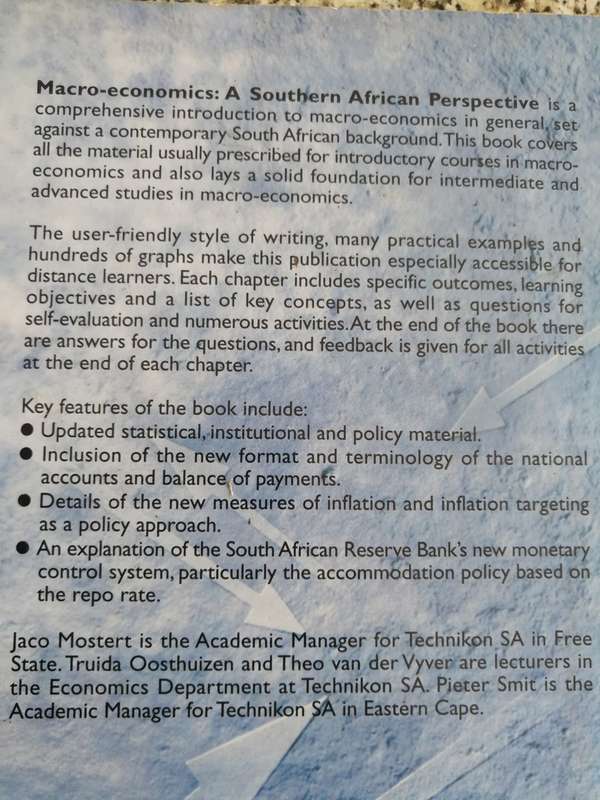 MACRO ECONOMICS A SOUTHERN AFRICA PERSPECTIVE J W MOSTERT A G OOSTHUIZEN P C SMIT  et al