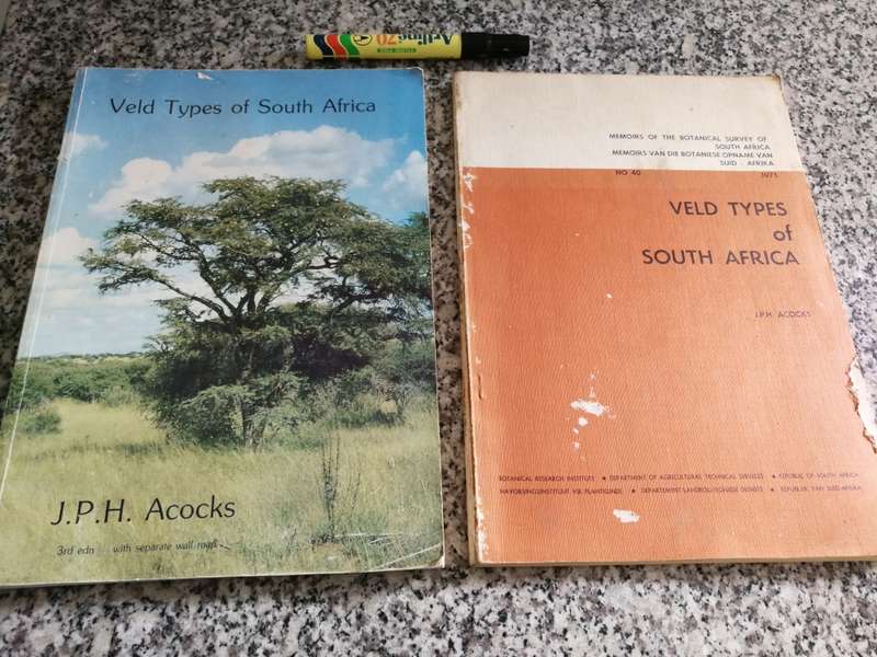 2 Books VELD TYPES OF SOUTH AFRICA J P H ACOCKS SECOND EDITION  1975 PLUS THIRD EDITION 1988