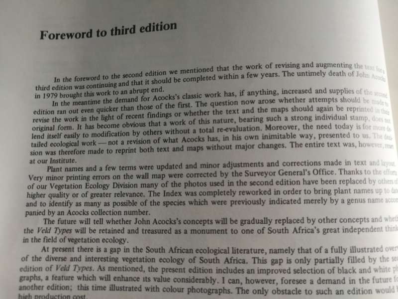 2 Books VELD TYPES OF SOUTH AFRICA J P H ACOCKS SECOND EDITION  1975 PLUS THIRD EDITION 1988